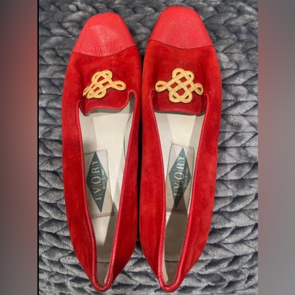 Very beautiful red suede shoes, only worn a couple of times.